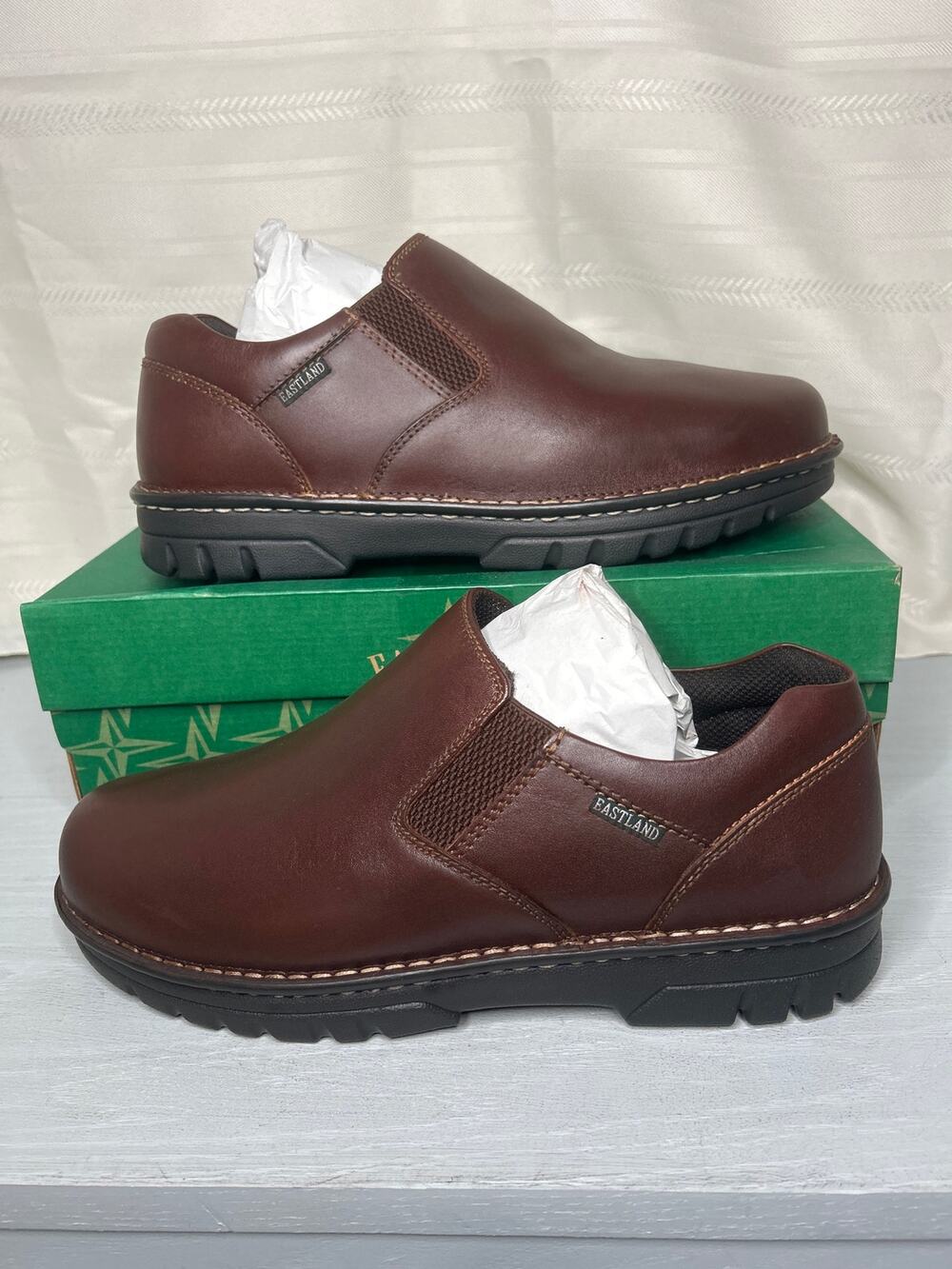 Eastland Newport Leather Slip On Shoes Brown Mens Size 13 Wide